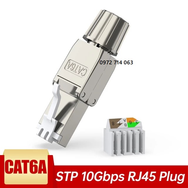 Hạt mạng, đầu bấm mạng CAT6A CAT7 CAT8 khồng dùng tool, kìm bấm